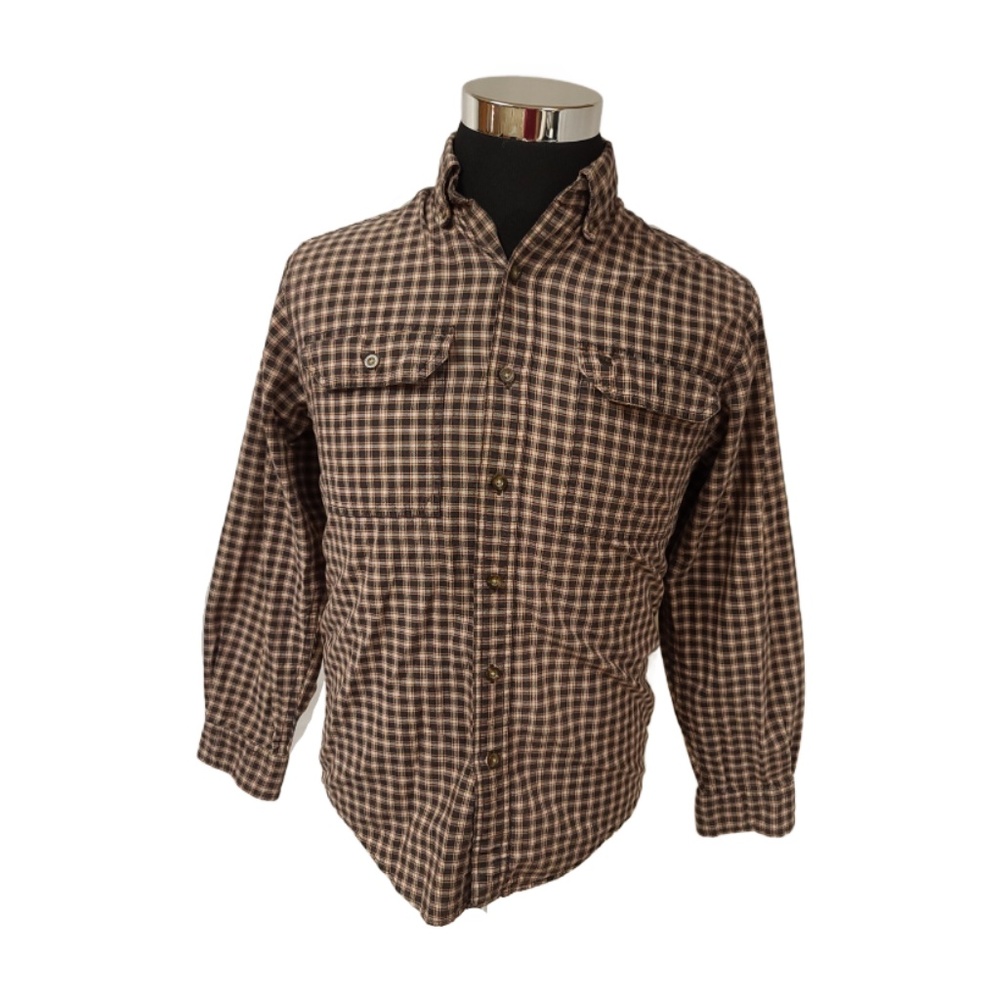 Plaid Carhartt button down Medium men's longsleeve black yellow brown EUC